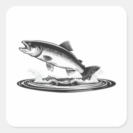 Adesivo Quadrado jumping atlantic salmon fish