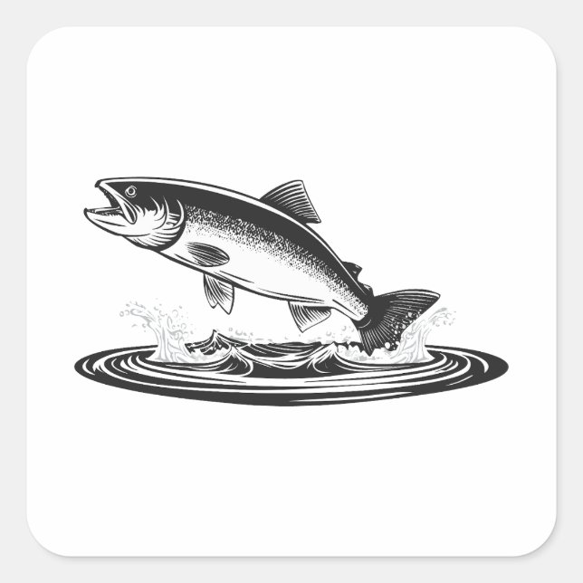 Adesivo Quadrado jumping atlantic salmon fish (Frente)