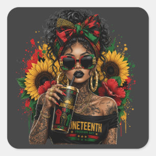 Adesivo Quadrado Juneteenth Mulheres Negras História Afro-Americana