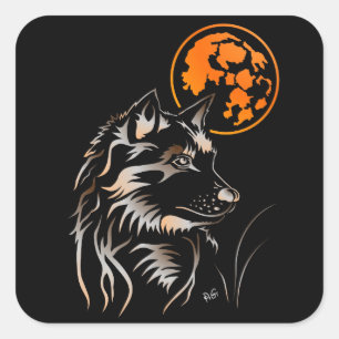 Adesivo Quadrado junger träumender Wolf Aufkleber