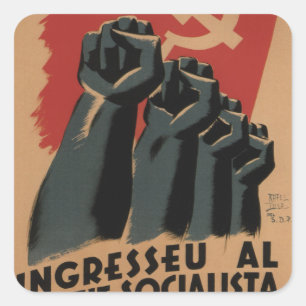 Adesivo Quadrado Junte-se ao poster socialista de Party_Propaganda