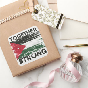 Adesivo Quadrado Junto com forte apoio à Palestina