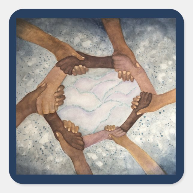 Adesivo Quadrado Juntos, Somos Um Autocolante (Frente)