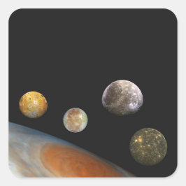 Adesivo Quadrado Júpiter e Quatro Luas Satélites Galileanos