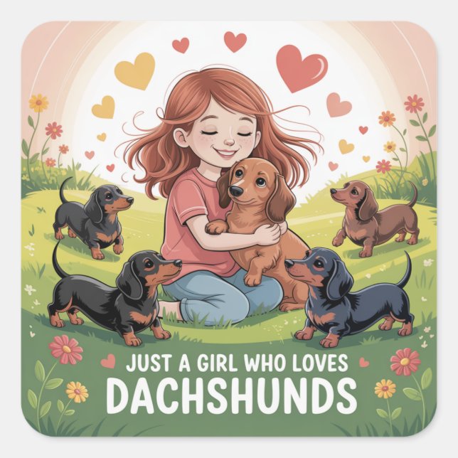 Adesivo Quadrado Just A Girl Who Loves Dachshunds (Frente)