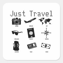 Adesivo Quadrado Just travel - travel icons