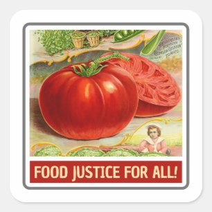 Adesivo Quadrado Justiça comida - Tomates Vintage e Jardim