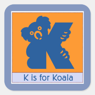 Adesivo Quadrado K é para Koala Animal Alphabet para Crianças