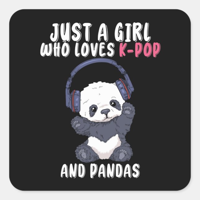 Adesivo Quadrado K Pop dá presentes garotas mulheres música Panda P (Frente)