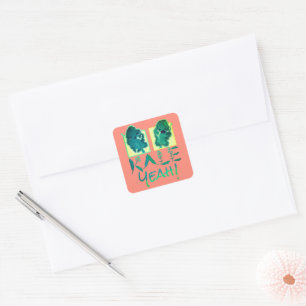 Adesivo Quadrado Kale Sim - Punny Garden Card Square Sticker