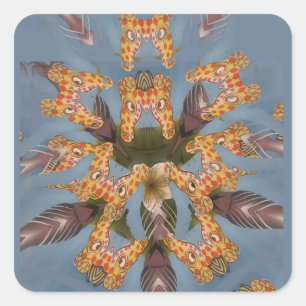 Adesivo Quadrado Kaleidoscope Girafa Mandala: Arte Safari Abstrato