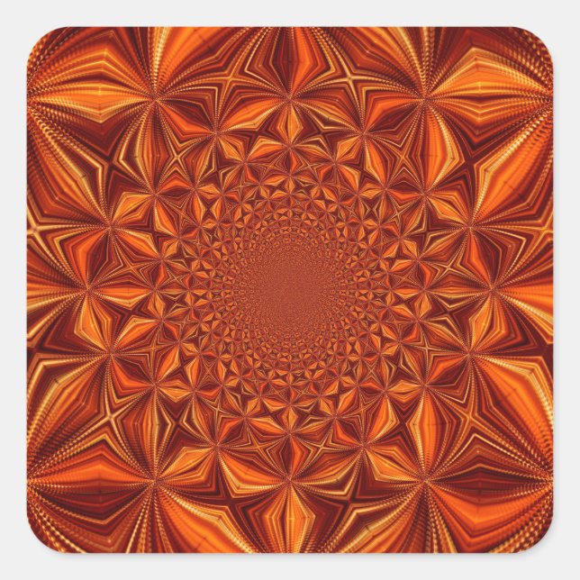 Adesivo Quadrado Kaleidoscope Red Digital Art Pattern-67546 (Frente)