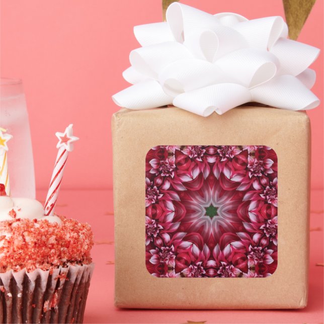 Adesivo Quadrado Kaleidoscópio Crimson Dahlia (Festa)