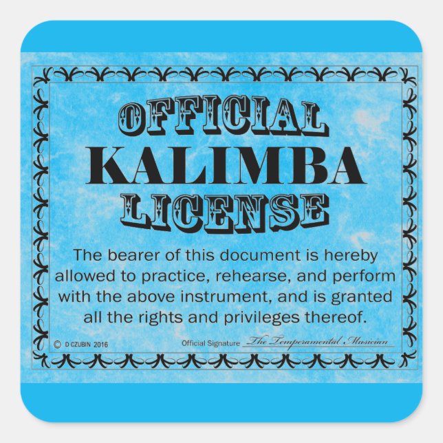 Adesivo Quadrado Kalimba License Square Sticker (Frente)