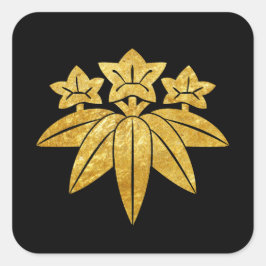 Adesivo Quadrado Kamakura Minamoto Mon ouro falso japonês preto