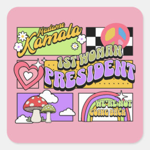 Adesivo Quadrado Kamala Harris 1rua Presidente Inauguração