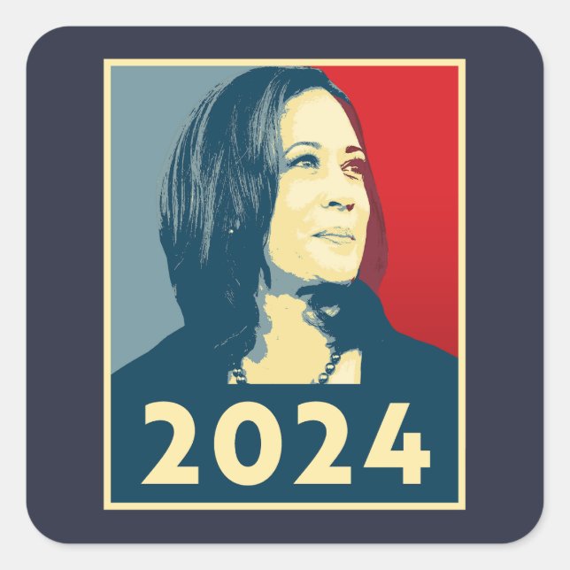 Adesivo Quadrado Kamala Harris 2024 (Frente)