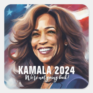 Adesivo Quadrado Kamala Harris 2024 não voltando à arte gráfica