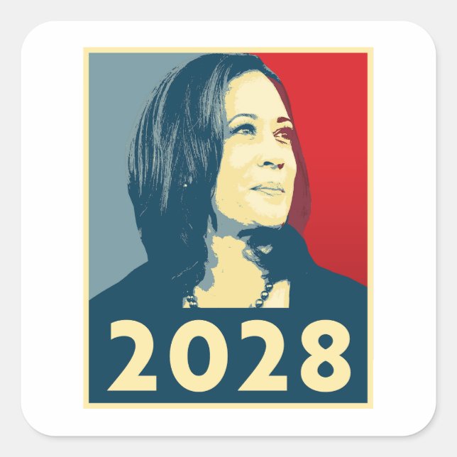Adesivo Quadrado Kamala Harris 2028 Hope (Frente)
