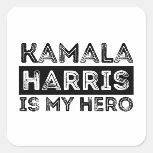 Adesivo Quadrado Kamala Harris é o meu herói - Presidente 2024