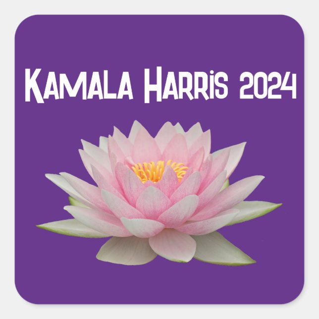 Adesivo Quadrado Kamala Harris Lotus 2024 (Frente)