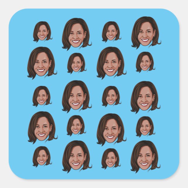 Adesivo Quadrado Kamala Harris Pattern (Frente)