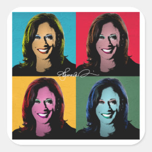 Adesivo Quadrado KAMALA HARRIS Pop Art