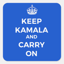 Adesivo Quadrado Kamala Harris Presidente - Mantenha Calma, Azul