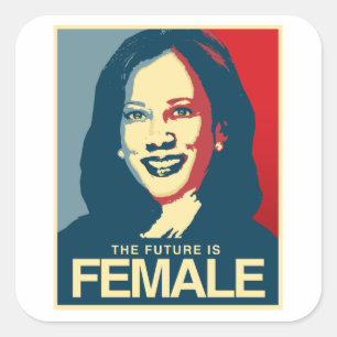 Adesivo Quadrado Kamala Harris Propaganda - O futuro é feminino -