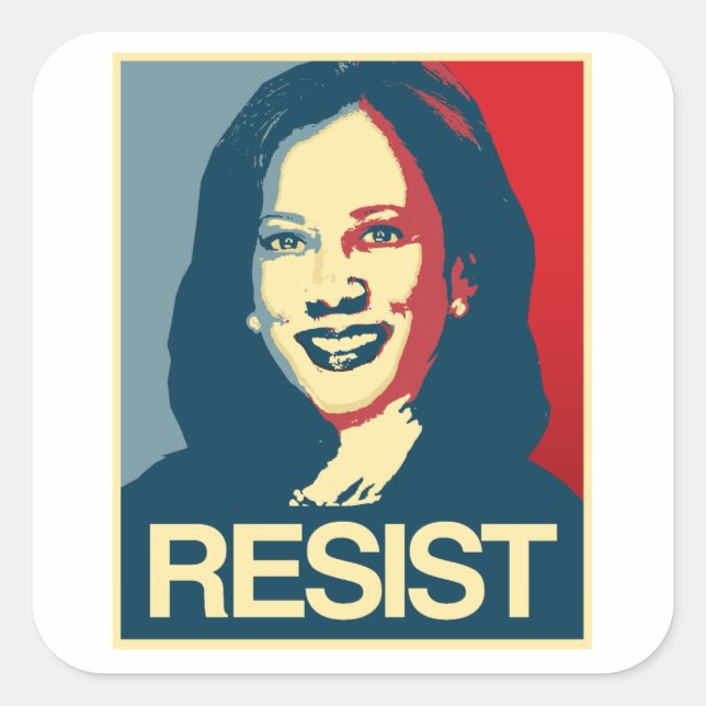 Adesivo Quadrado Kamala Harris Propaganda - RESIST - (Frente)