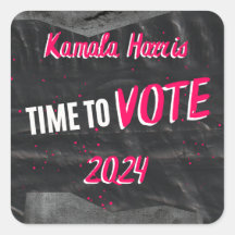 Kamala Harris Sticker. Cor preta. Quadrada