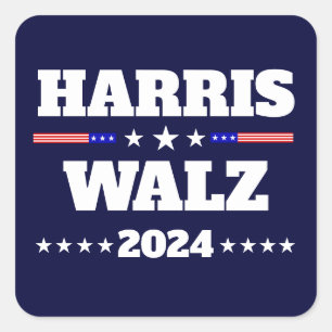 Adesivo Quadrado Kamala Harris Tim Walz 2024 Campanha do Presidente