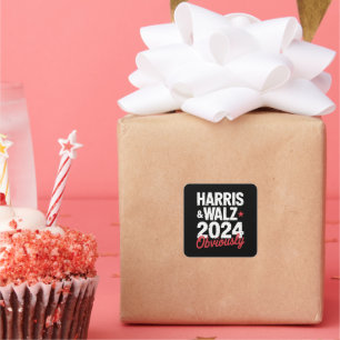 Adesivo Quadrado Kamala Walz Obviamente 2024 Harris Waltz 2024