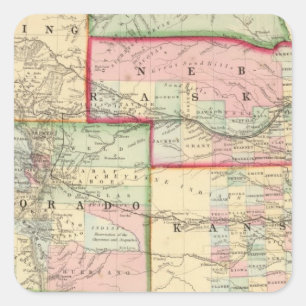 Adesivo Quadrado Kan, Neb, mapa de Colo por Mitchell