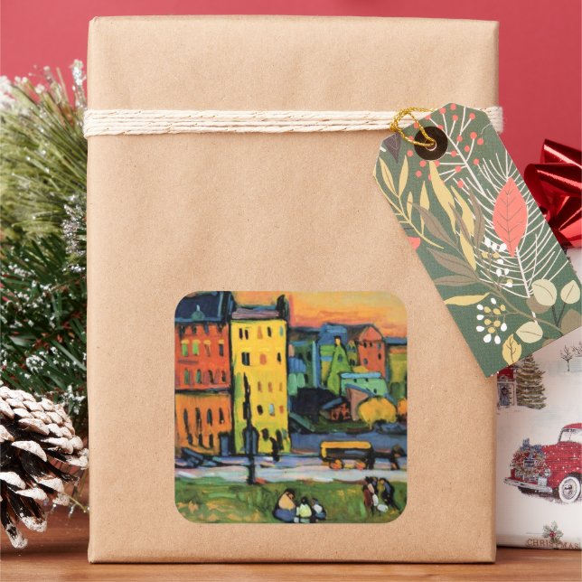 Adesivo Quadrado Kandinsky - Casas em Munique (Feriado)