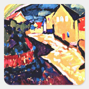 Adesivo Quadrado Kandinsky - Murnau com Arco-Íris, 