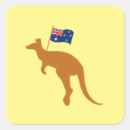Adesivo Quadrado kangaroo australia flag amarelo