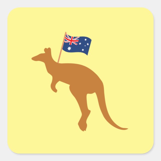 Adesivo Quadrado kangaroo australia flag amarelo (Frente)