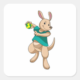 Adesivo Quadrado Kangaroo como jogador de handebol com Handball