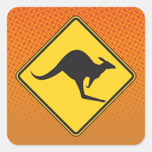 Adesivo Quadrado Kangaroo Crossing Sticker