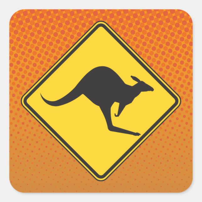Adesivo Quadrado Kangaroo Crossing Sticker (Frente)