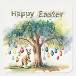 Adesivo Quadrado Kangaroo sob gumtree com ovos de Páscoa