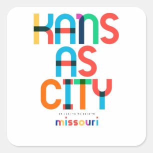 Adesivo Quadrado Kansas City Missouri Meados do Século, Arte Pop,