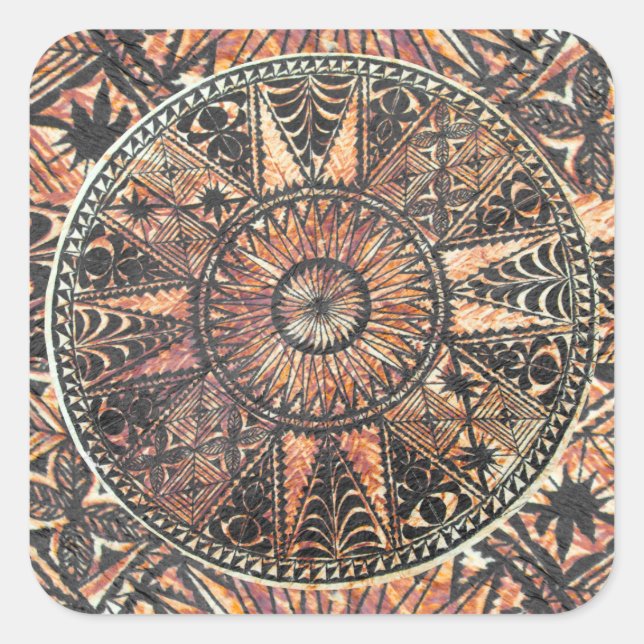 Adesivo Quadrado Kapa Tatuagem Primitiva Havaiana Tapa (Frente)