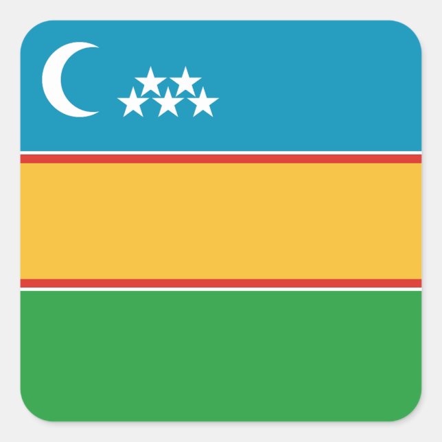 Adesivo Quadrado Karakalpakstan Flag (Frente)