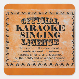 Adesivo Quadrado Karaoke Singing License Square Sticker