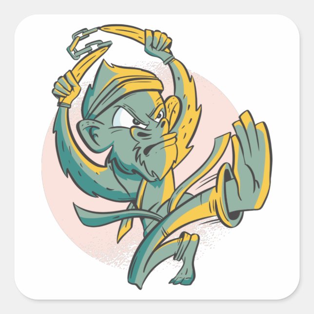 Adesivo Quadrado Karate Monkey (Frente)