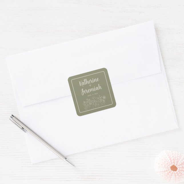 Adesivo Quadrado Katherine | Cores Curadas | Casamento (Envelope)