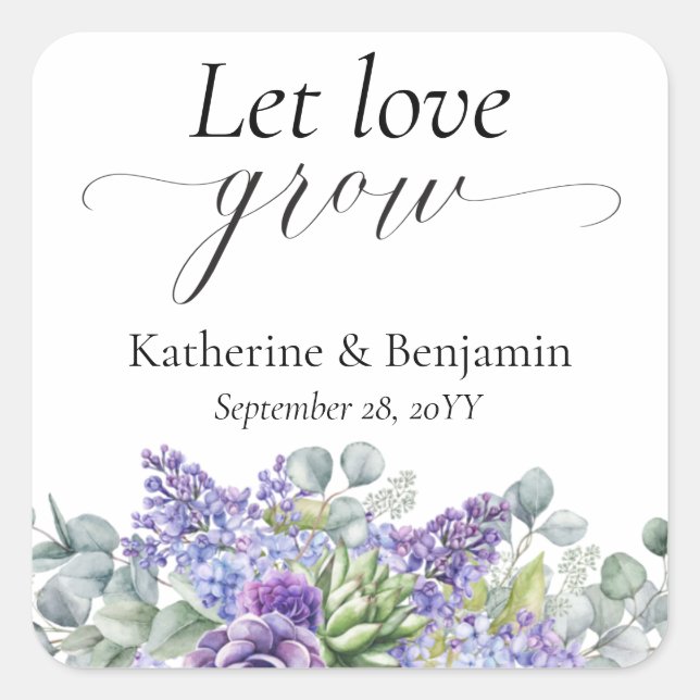 Adesivo Quadrado Katherine Succulent Wedding Favor (Frente)