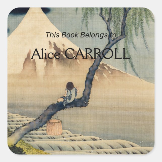 Adesivo Quadrado Katsushika Hokusai - Menino Vivendo o Monte Fuji (Frente)